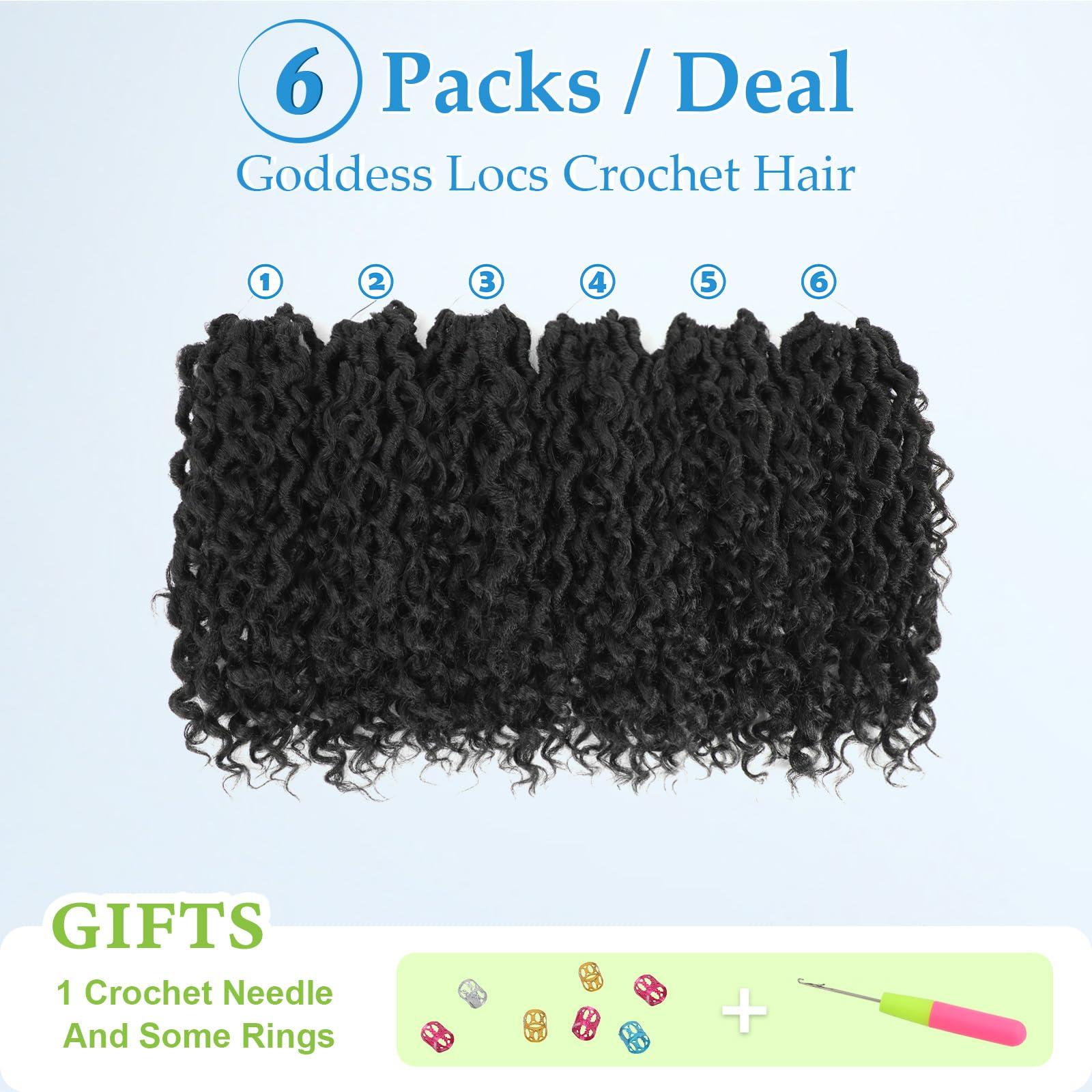 Forevery Forevery Faux Locs Crochet Hair 12 Inch Goddess Locs Crochet Hair 6 Packs PreLooped Crochet Hair for Black Women Grey Crochet Locs with Curly Ends