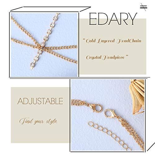 Edary Edary Boho Crystal Head Chain Gold Rhinestone Headband Hair Jewelry Accessory for Women or Girls.