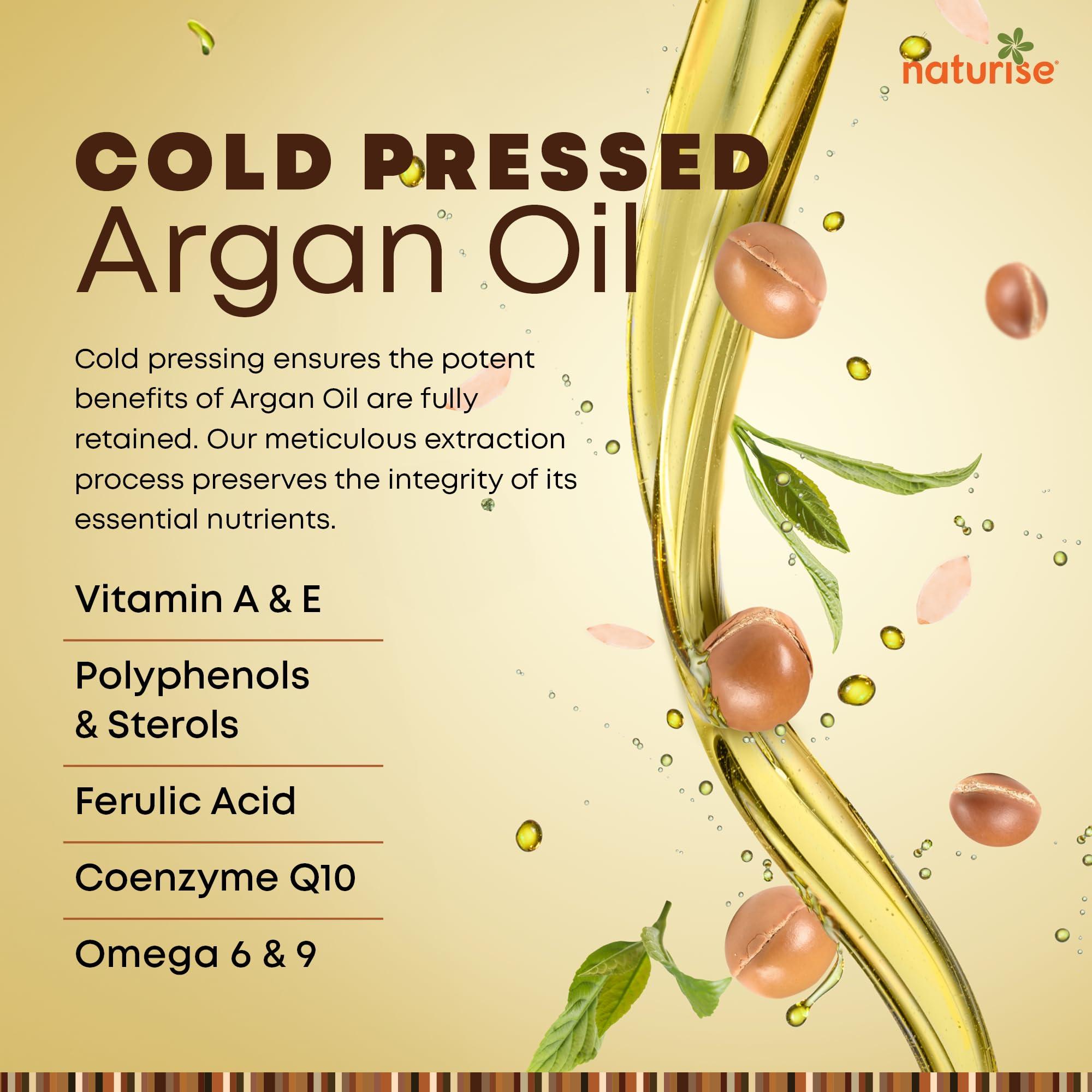 Naturise Naturise Organic Argan Oil - Organic Argan Oil Cold Pressed Argan Oil of Morocco - Vegan Non-GMO Gluten Free Argan Oil for Hair Growth and Skin Moisture - 100% Pure Moroccan Oil Hair Oil (4 fl. oz.)