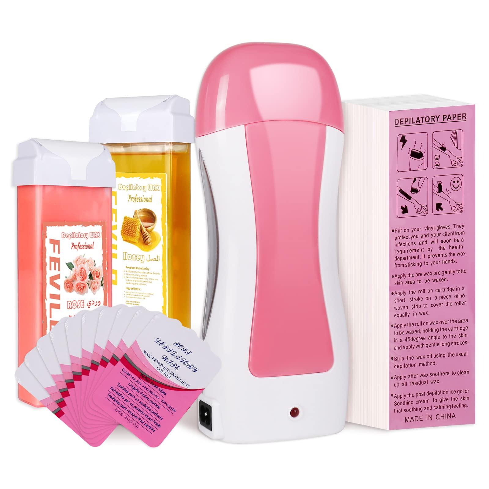 FOCTXI Roller Waxing Kit for Women, Roll on Wax Warmer Kit for Hair Removal, For Multiple Areas of the Body, Sensitive Skin Wax Roller Kit for Women Hair Removal