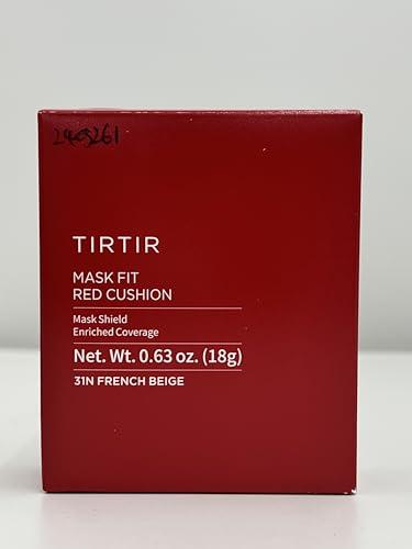 TIRTIR TIRTIR Mask Fit Red Cushion Foundation | Full coverage, Weighless, Skin fit, Satin Glow Finish, Korean cushion foundation (#31N French Beige, 0.63 Fl Oz (Pack of 1))