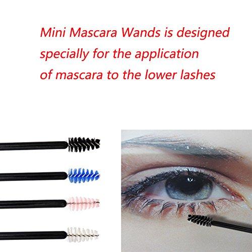 myaokue-up 200 Pack Mascara Wands Mini Disposable Eyelash Brushes for Extensions Eye Lash Wand Brow Brush Makeup Tool Bulk, 4 Colors