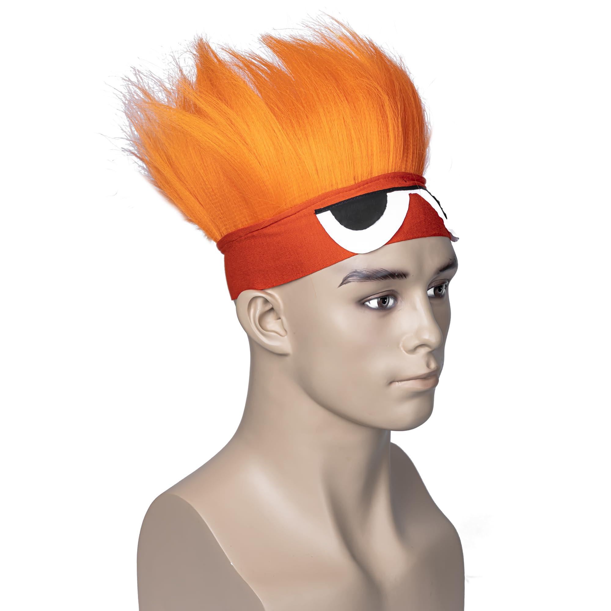 DSKOBT DSKOBT 3 Angry Flame Costumes Hairy Headbands Hats Red Stripes Ties Orange Balls Nose Halloween Role Playing Costumes (orange)