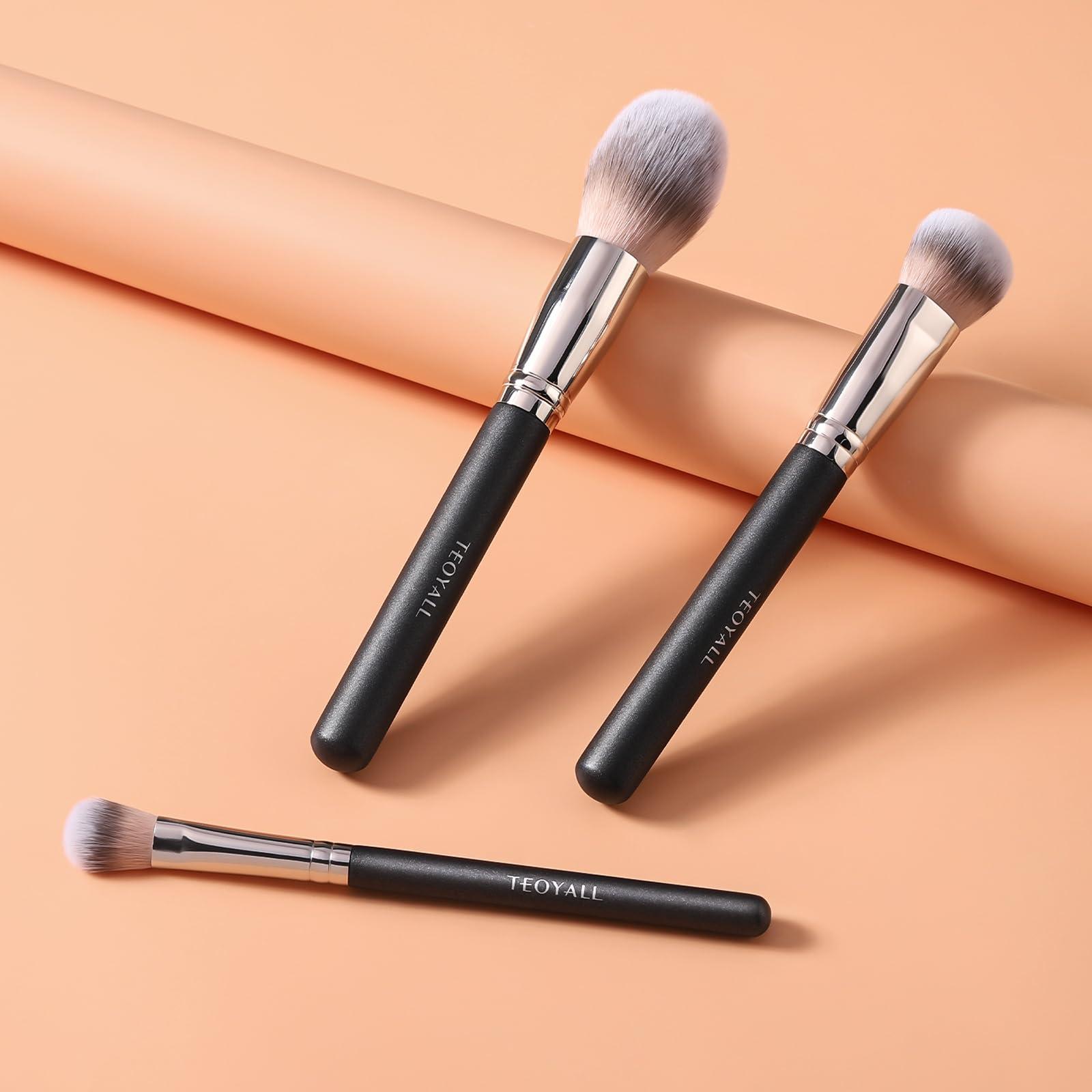 TEOYALL TEOYALL Highlighter Brush, Small Plush Fluflly Synthetic Bristles Tapered Under Eye Setting Brush for Bronzer Cheek with Loose Powder