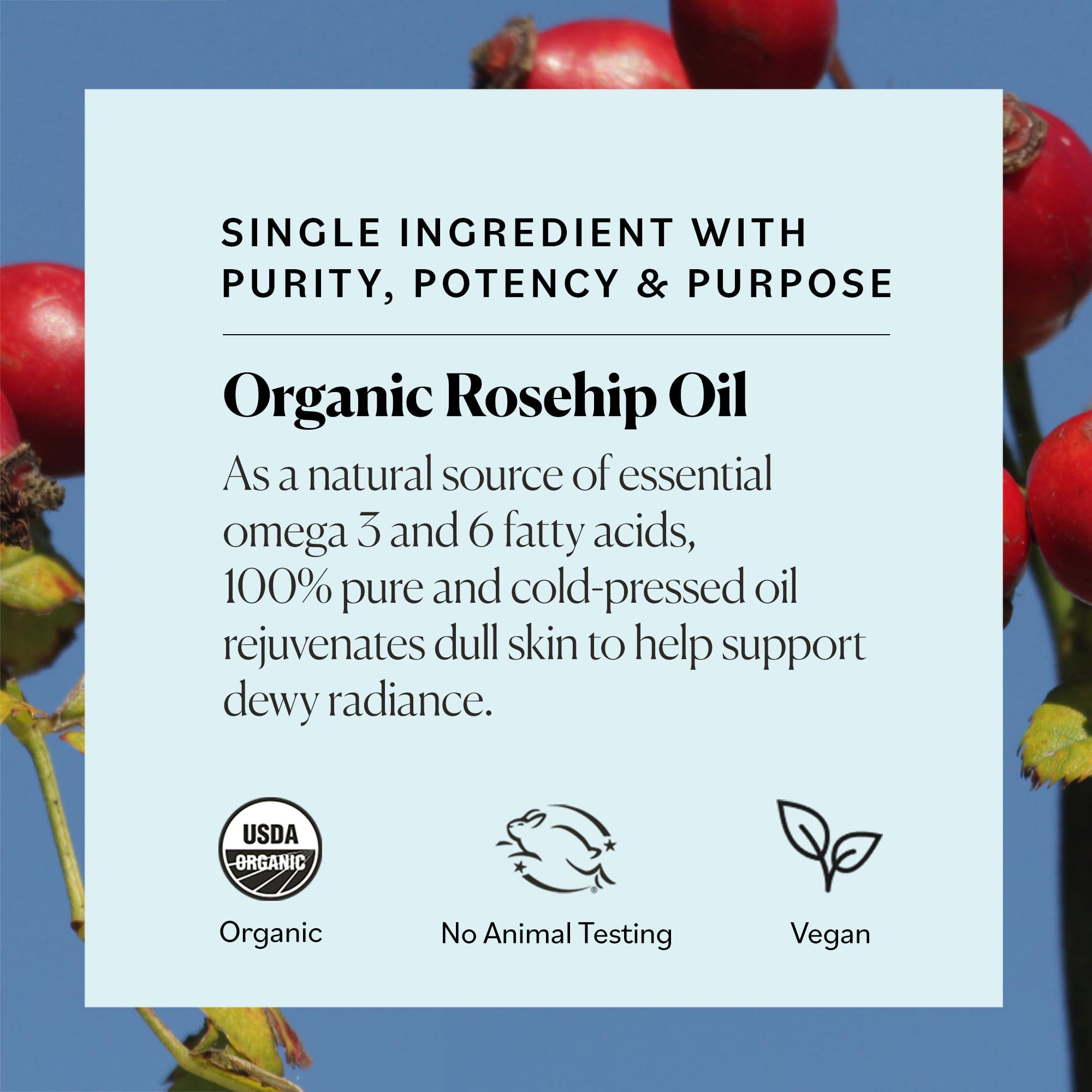 Sky Organics Sky Organics Organic Rosehip Oil (1oz) Cold-Pressed Rosehip Seed Oil, Anti-aging Face Oil, Antioxidant Face Oil, 100% Pure Anti-Aging Rosehip Seed Oil for Radiant Skin, Hair and Acne