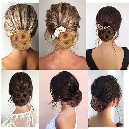 HASMI HASMI messy bun hair piece Synthetic Hair Bun Chignon Ponytail Extension Nine flowers Tress Clip In Ponytail Hair Hairpiece Curly Chignon Women\'s Hairpiece bun hair pieces for women (Color : NF111-2)