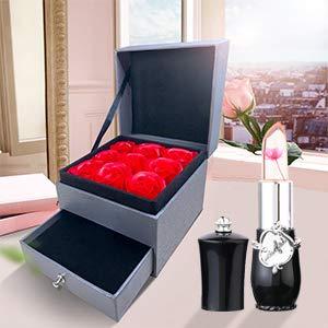 Aooba 6Pcs Flower Jelly Lipsticks Set Lip Gloss Moisturizer Temperature Color Change Flowers Long Lasting Lipsticks for Women Girls