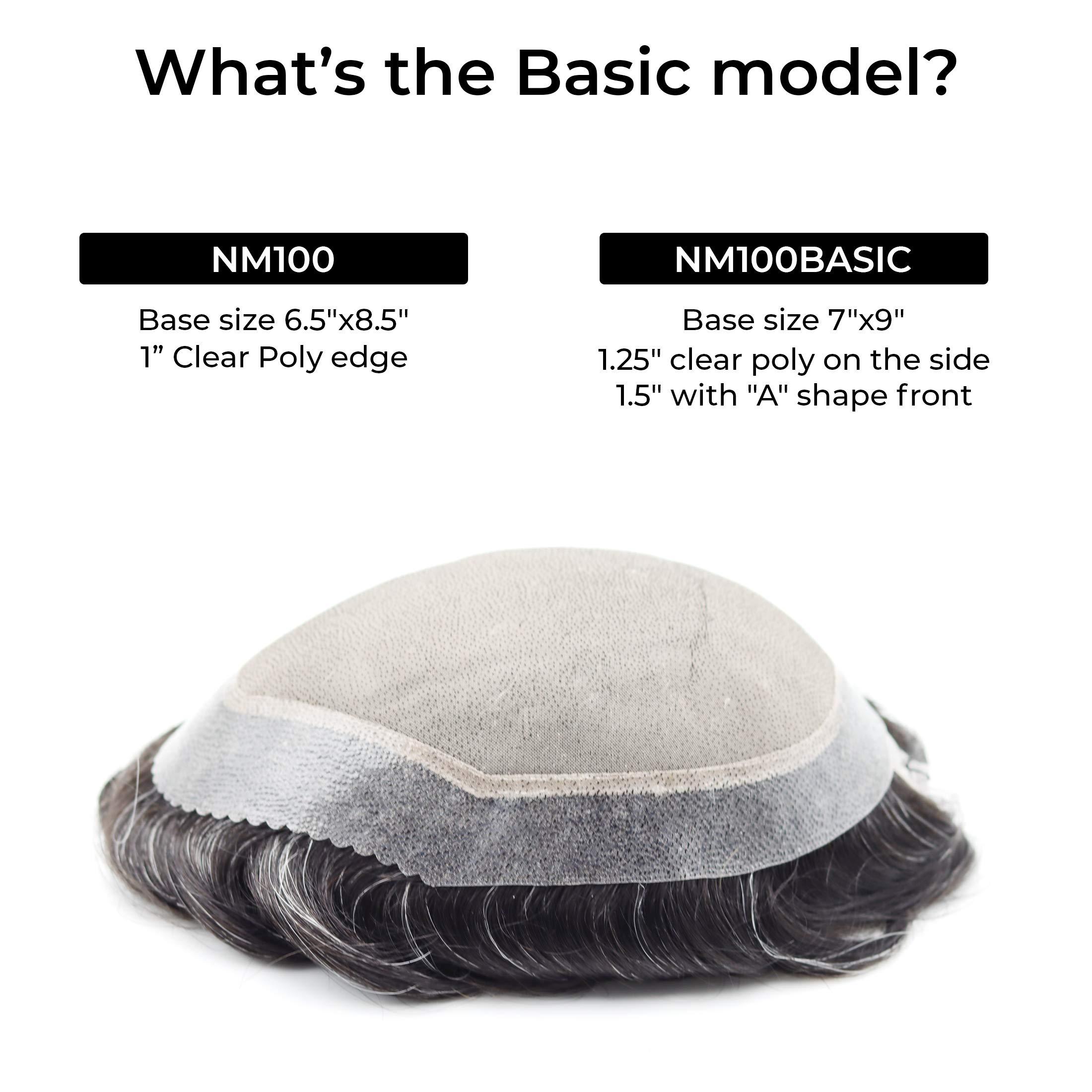 Superhairpieces Superhairpieces Men\'s Toupee Hairpiece NM100B 120% Med Density 7\"x9\" Durable Mono Silk Top Base, 100% Natural Indian Remy Hair, 1.25\" Clear Poly, \"A\" Shape Scallop Front Mens Toupee (Darkest Ash Brown)