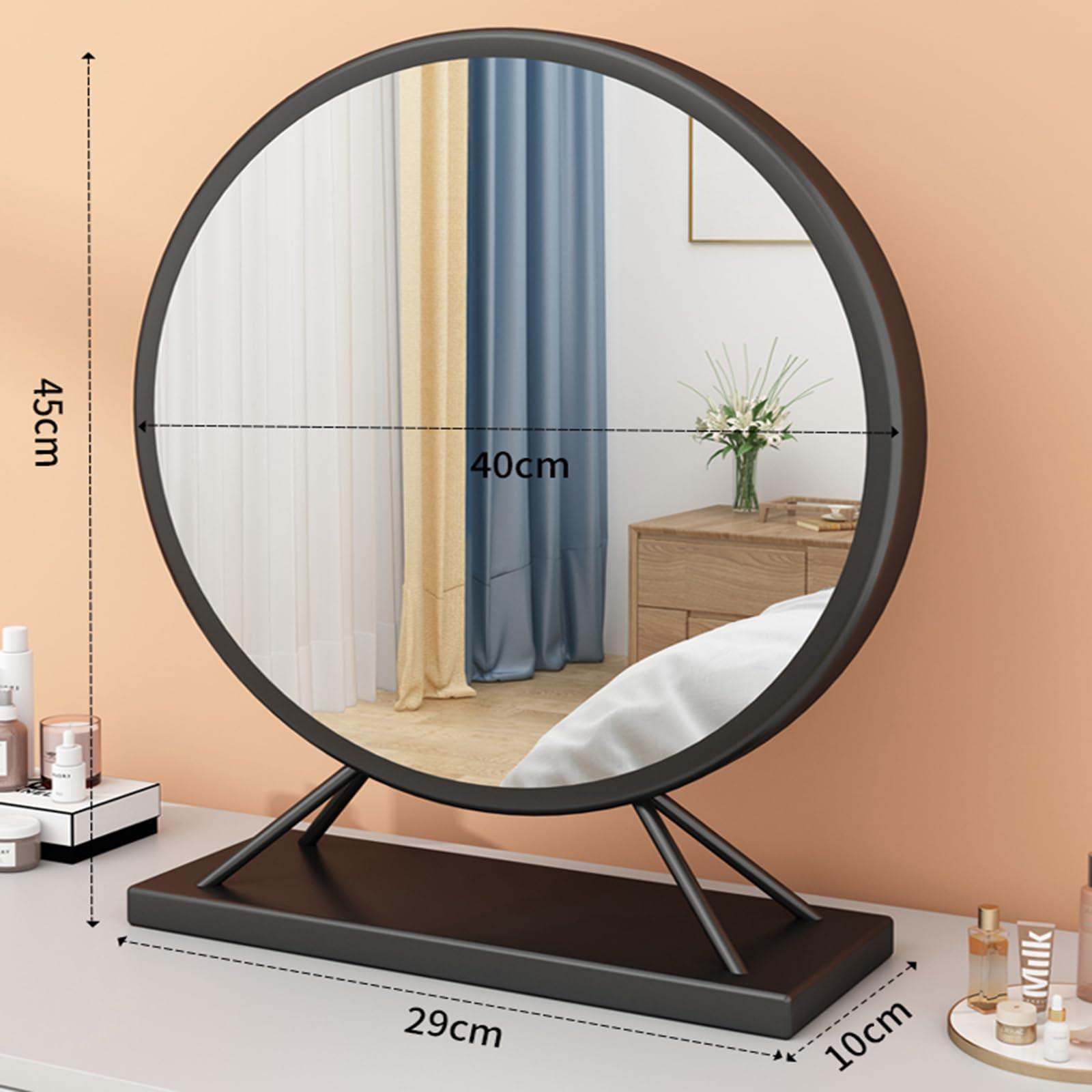 Topjia TopJia Makeup Mirror,Vanity Tabletop Mirror Countertop Mirror,Bathroom Shaving Mirror, Cosmetic Dressing Table Circle Mirror Dressing Table, Desk, Bathroom, Bedroom(40cm, Black), 1774273