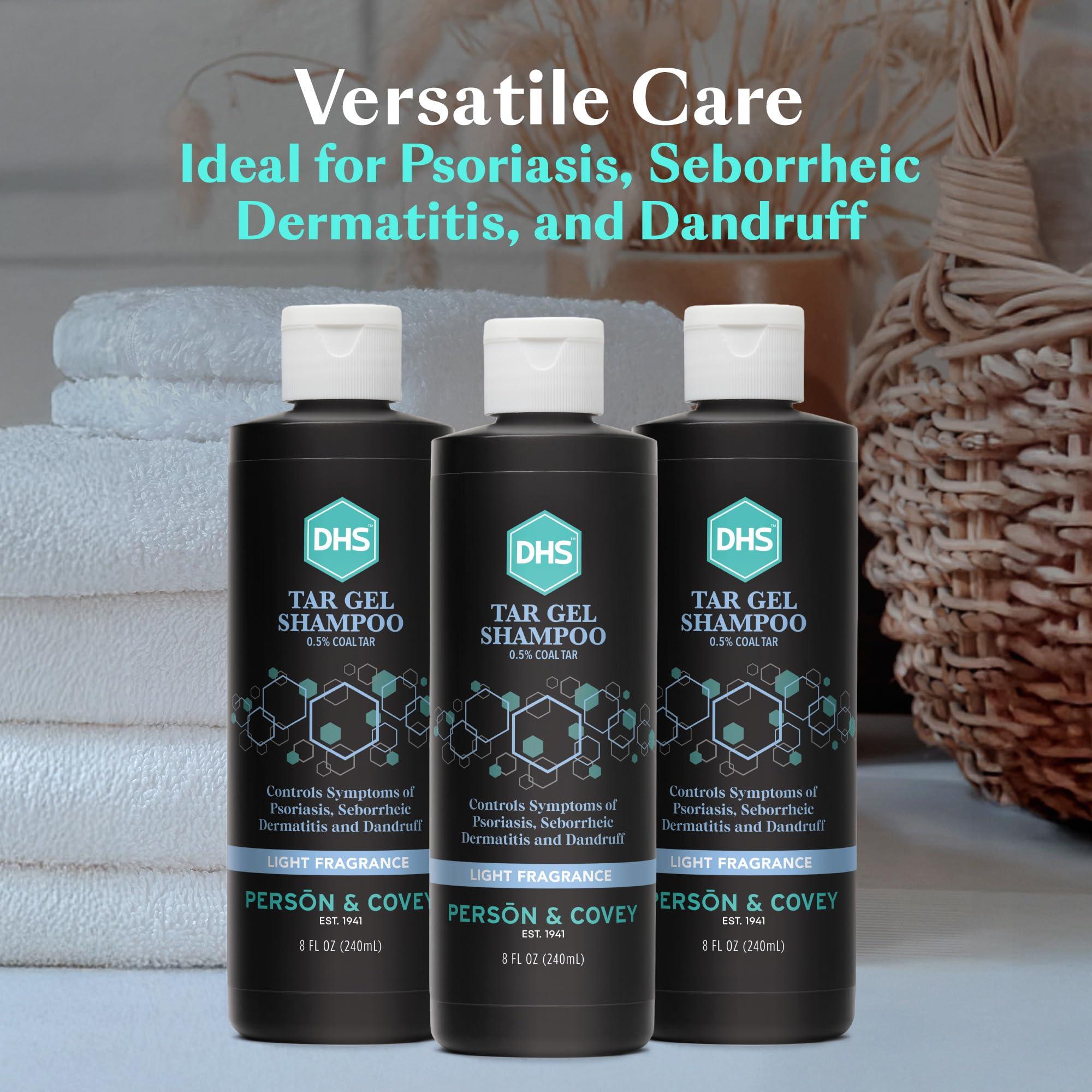 DHS DHS Person & Covey T Gel Shampoo - Anti Dandruff Shampoo, Mildly Scented Psoriasis Shampoo - 8 Fl. Oz. - Refined Coal Tar Gel Formula, Scalp Psoriasis Shampoo, Deep Cleansing Rich Lather