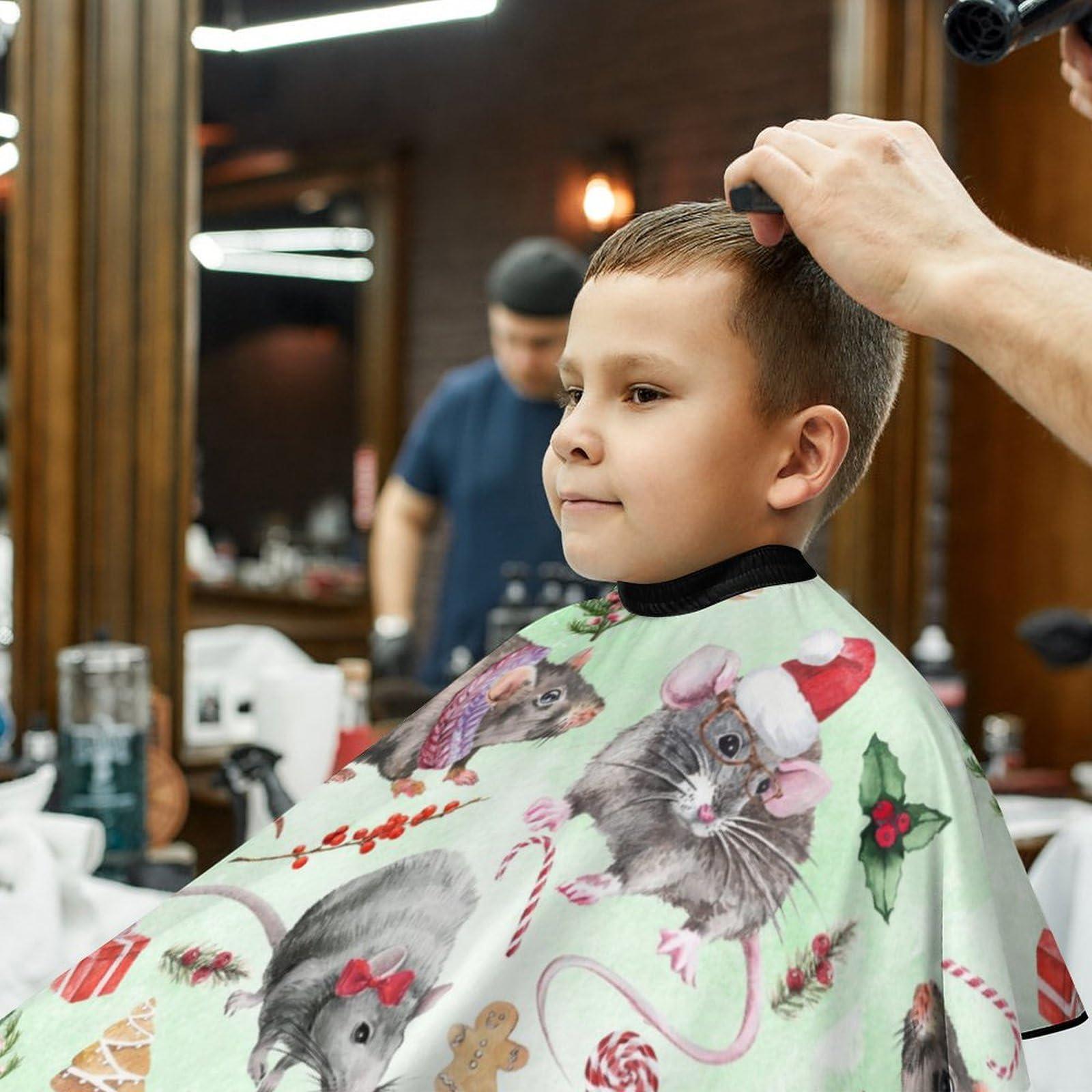 Feim-AO Feim-AO Kids Barber Cape Christmas Salon Cape for Kids Hair Cutting Cape With Adjustable Closure Professional Haircut Cape for Boys Girls