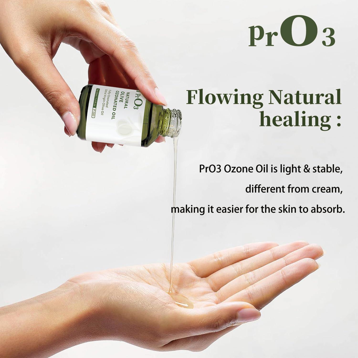 PrO3 PrO3 Fully Ozoneted Olive Oil-100% Pure Ozone Oil-1 OZ-Glass Dropper Bottle-Organic Natural for Skin Care Essence Oil- Rich in Reactive Oxygen.