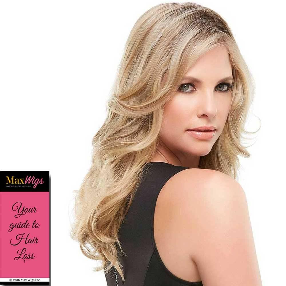 Maxwigs EasiHair EasiPart HD XL 12\" Length Topper Color 38 Milkshake - Heat Friendly Hairpiece Synthetic Clip In 1 Piece Volumizer Monofilament 3 x 5.75 Base Bundle Hairloss Booklet