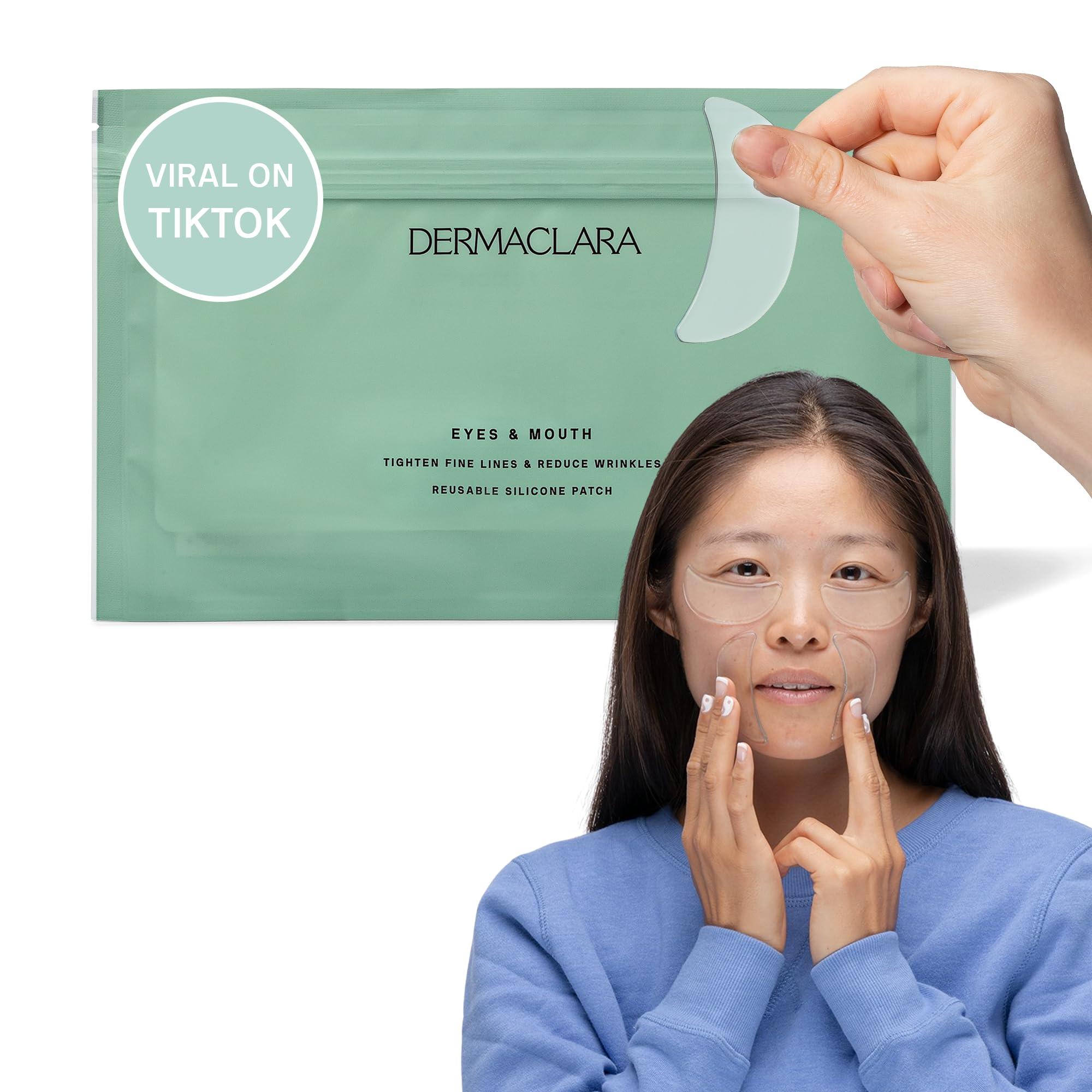 Dermaclara Dermaclara Silicone Face Patches - Anti-Wrinkle, Facial Mouth & Eye Patches - Hypoallergenic, Dermatologist Tested, Medical Grade Silicone Patches for Fine Lines & Wrinkles - Reusable up to 30 Uses