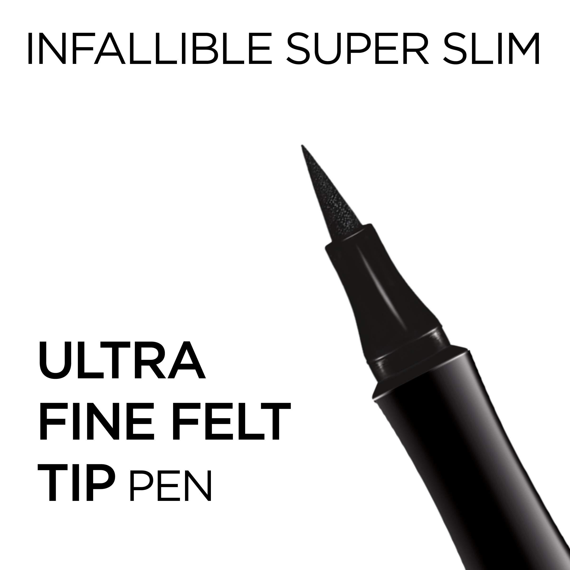 L'Oréal Paris L\'Oreal Paris Makeup Infallible Super Slim Long-Lasting Liquid Eyeliner, Ultra-Fine Felt Tip, Quick Drying Formula, Glides on Smoothly, Brown, 0.03 fl oz., 1 Count