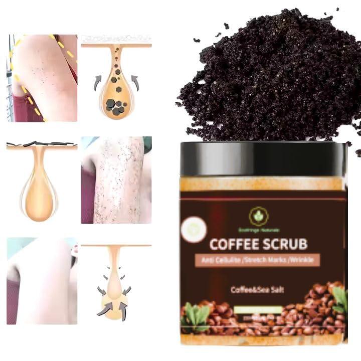 NinthAvenue Basics Coffee Scrub with Jojoba Oil, Vitamin E, Coffee Granules, Coconut Oil, 8.8 fl oz, Anti Cellulite, Stretch Marks, Wrinkle