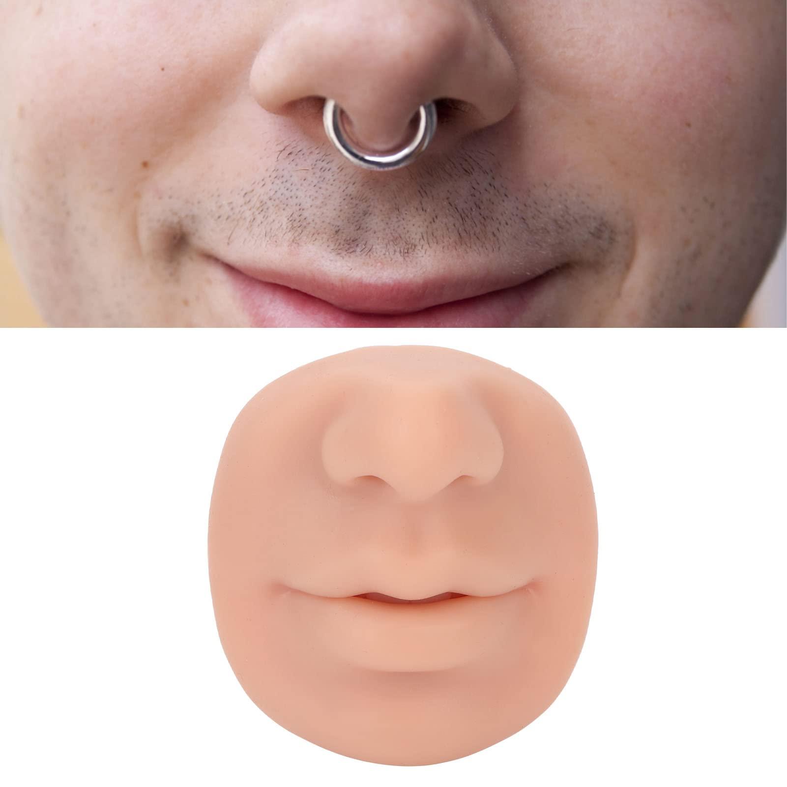 Naroote Silicone Body Parts, Piercing Practice Kit, Fake Nose Piercing Practice Body Parts with Mouth Soft Imitation Nose Model Reusable Nose Displays Fake Body Parts for Piercing Practice