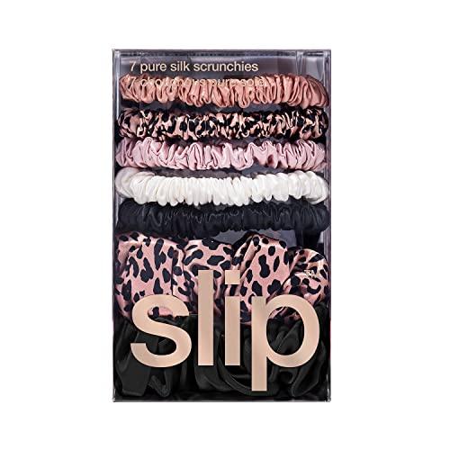 SLIP SLIP Silk Mega Scrunchies, Pixie Super Set - Highest Grade Pure 22 Momme Mulberry Silk Hair Ties - 7 Count for Women
