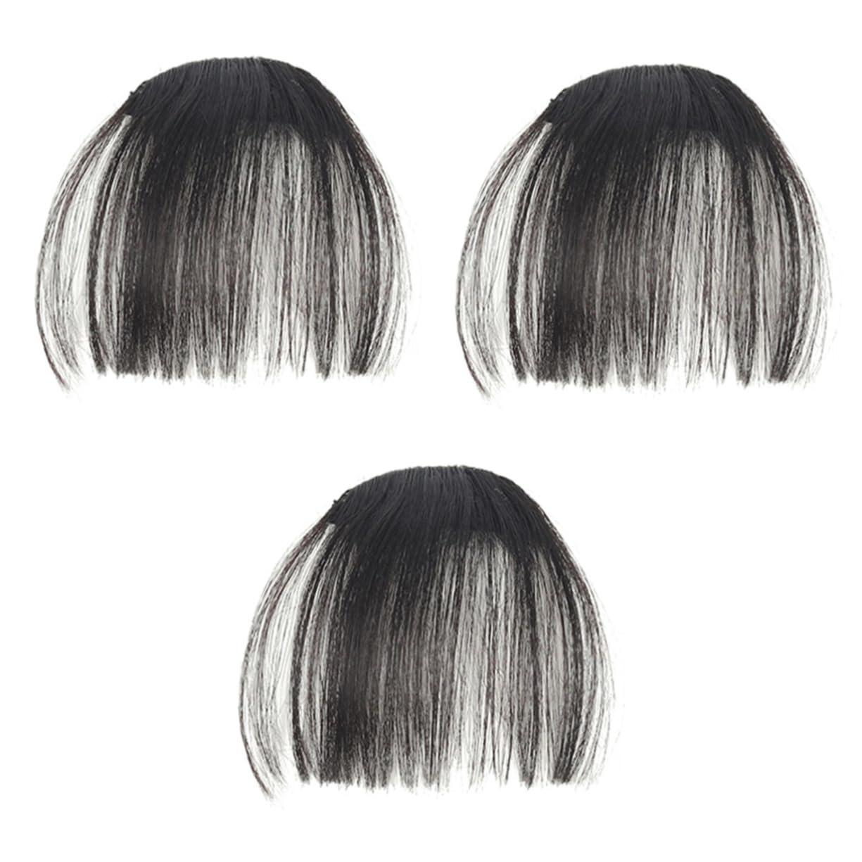 balacoo Balacoo 3pcs Piece Human Hair Clip on Bangs Hair Clips for Bangs Faux Bangs Fake Bangs Fake Hair Clip in Bangs Hair Barrette Black Hair Clip Bangs Hair Clip Hair Extensions Wig Lengthen