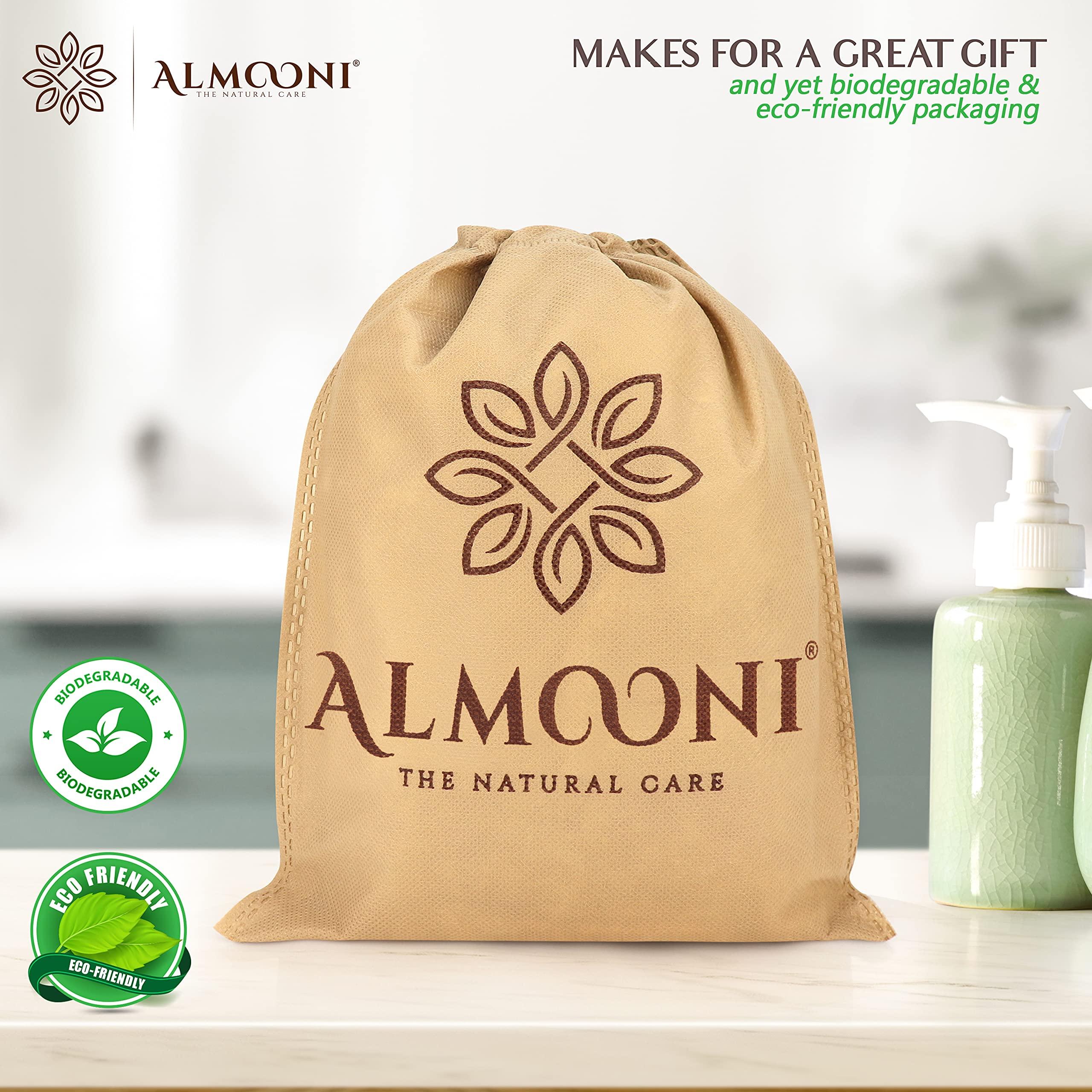 ALMOONI Almooni Natural Loofah Exfoliating Body Scrubber, Made with Natural Egyptian Shower Loofah Sponge, Bath Shower Loofah Sponge for Women and Men, for Face and Body That Gets You Clean - 2 Count (1 Pack)