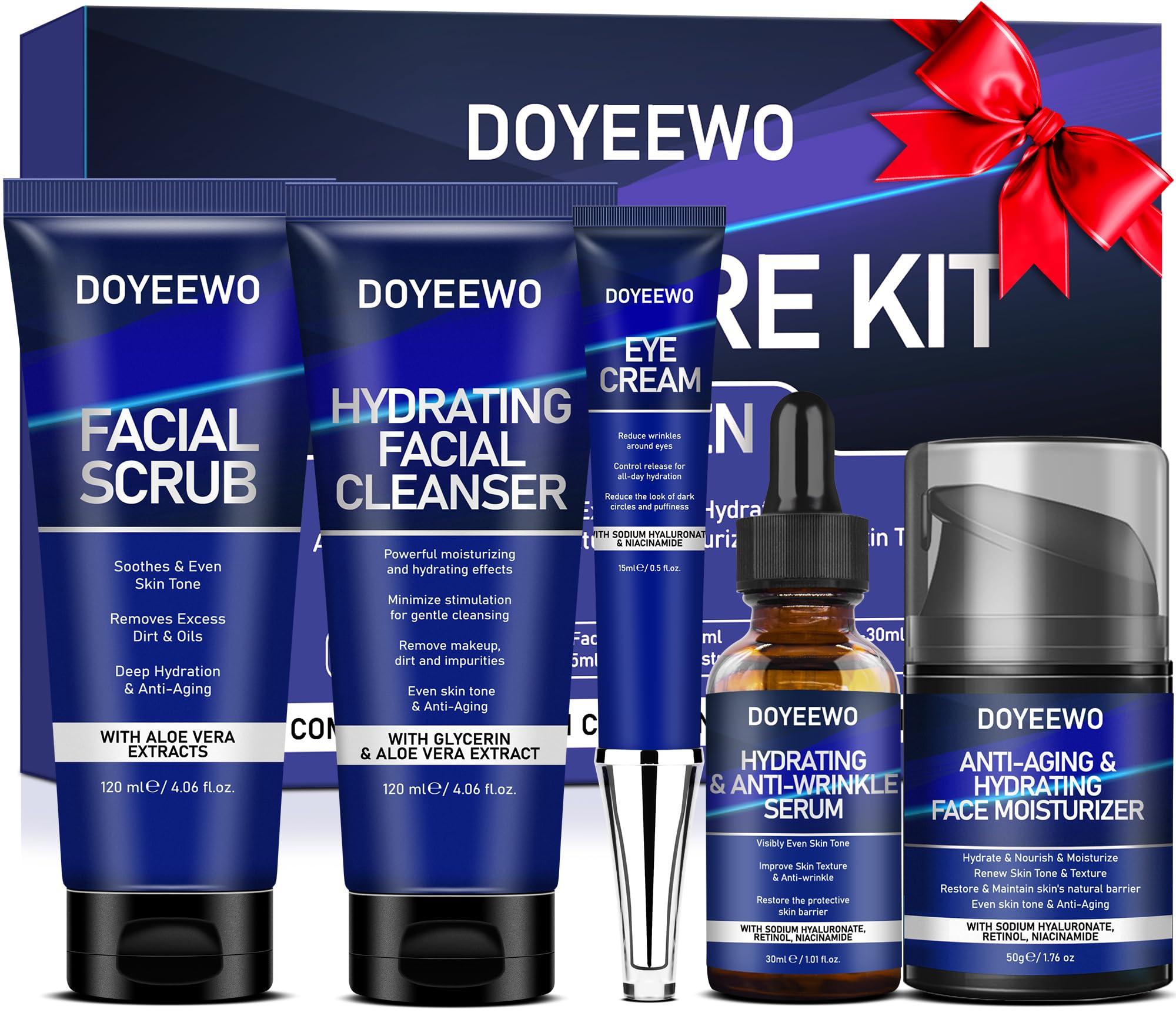DOYEEWO Skin Care for Men,Professional Mens Skin Care Set for Hydrating,Anti-Aging & Wrinkle Facial Skin Care Routine Kit,Christmas Valentines Fathers Birthday Gifts for Men Him Dad Father Boyfriend Husband