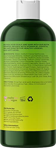 HONEYDEW Biotin and Rosemary Shampoo for Thinning Hair - Sulfate Free Biotin Shampoo for Men with Hair Thickening Essential Oils - Deep Cleansing Volumizing Shampoo for Thin Hair with Zinc and Tea Tree Oil