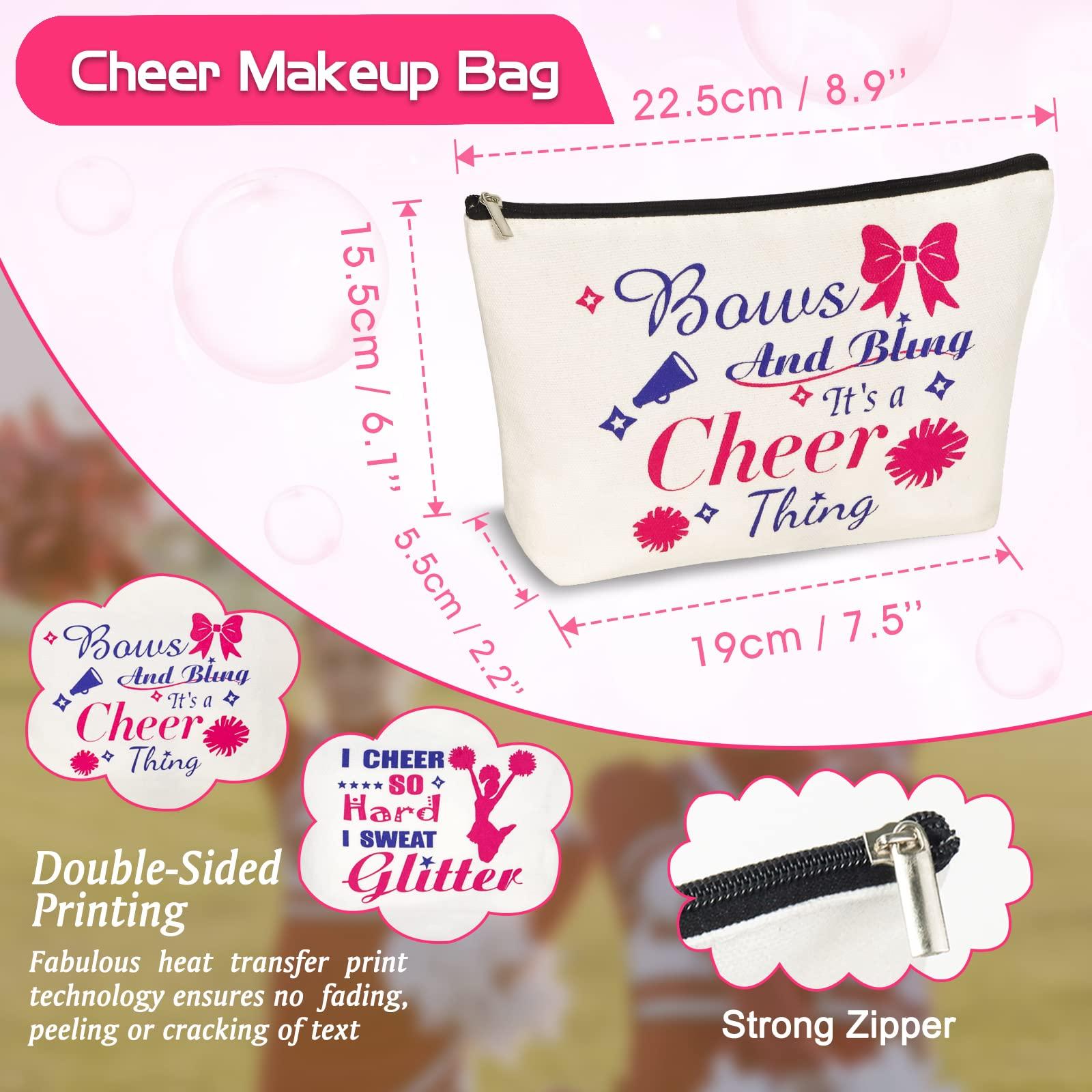 BEDSIFV BEDSIFV Cheerleader Gifts, 24pcs Cheerleading Gifts for Girls 4 Cheer Makeup Bags 16 Hair Ties 4 Wish Bracelets Personalized Cheer Stuff for Cheerleaders Cheer Sister Cheer Mom