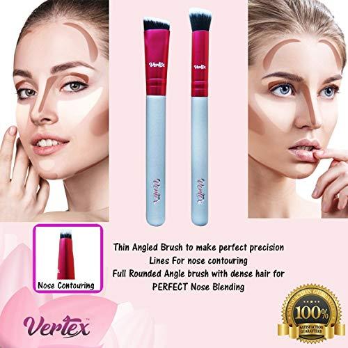 Vertex Nose Contour Brush Contouring Makeup Brush Set - Sculpting Blending Real Brush Hair Angled Blush Techniques Dramatic Cheekbones Highlighting Bronzer Palette Powder Concealer Foundation Cream