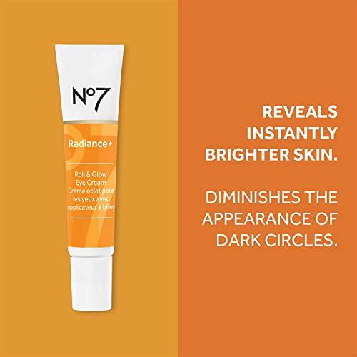 No7 No7 Radiance+ Roll & Glow Eye Cream - Reviving & Illuminating Under Eye Cream Eye Roller - Color Correcting Vitamin C + Caffeine Eye Cream for Dark Circles, Puffiness & Dullness (15ml)