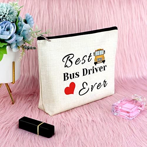 Sfodiary Bus Driver Appreciation Gifts Makeup Bags Best Bus Driver Ever Gift School Bus Driver Gift Cosmetic Bag Thank You Gift for Driving Birthday Gift for Her Christmas Retirement Gift Travel Cosmetic Pouch