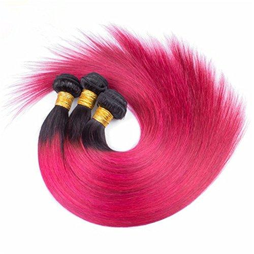 Tony beauty hair Tony Beauty Hair 1B/Hot Pink Ombre Human Hair Weaves Virgin Peruvian Hair Bundles with Ear to Ear 13x4 Lace Frontal Closure Straight Ombre Pink Human Hair 3 Bundle Deals with Frontals (14.14.14+14)