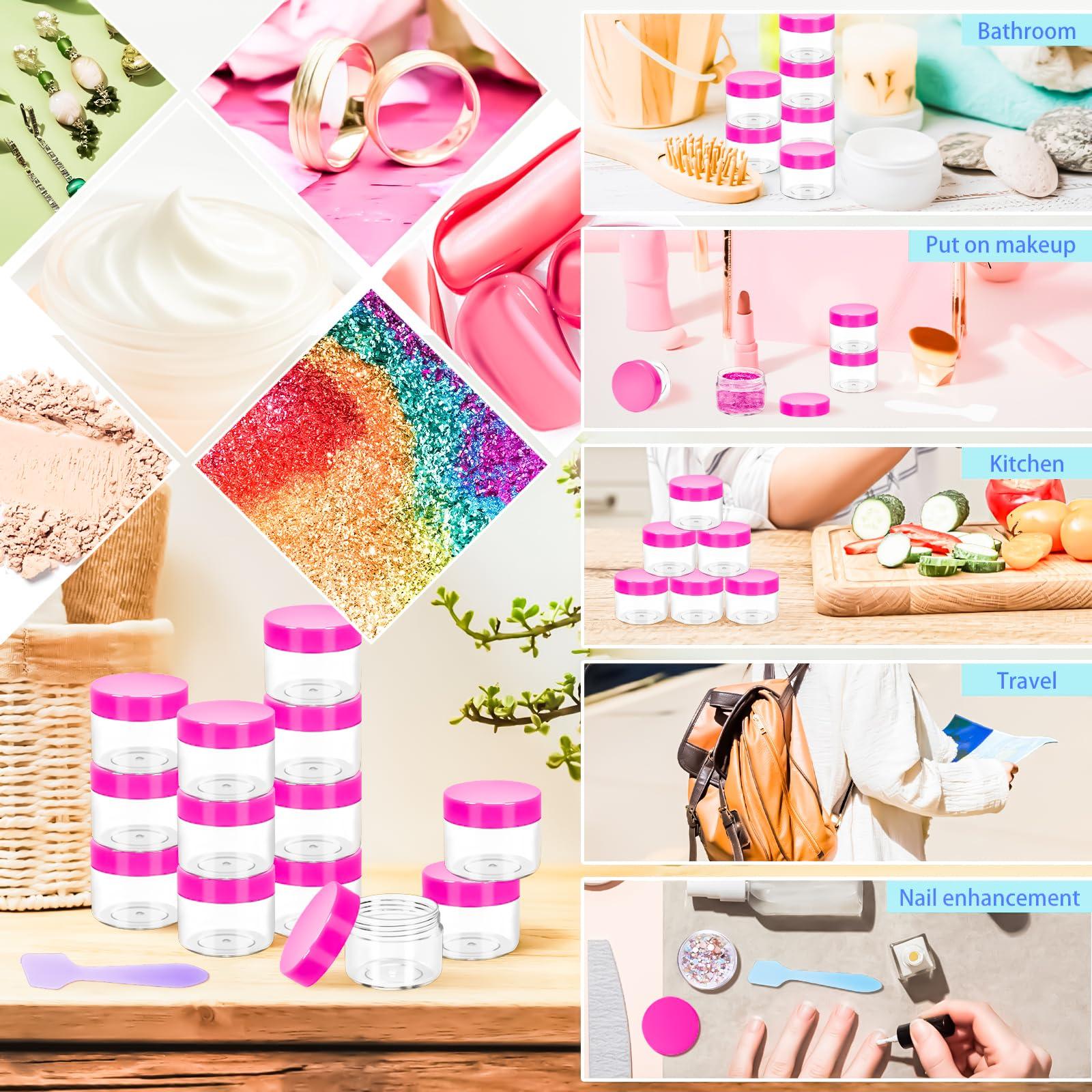 MotBach MotBach 35Pack 20g Small Plastic Cosmetic Containers with Lids, 0.7oz Plastic Makeup Containers Jars with Spatulas, 20ml Sample Jars Travel Size Containers for Toiletries Lip Balm Lotion Slime Cream