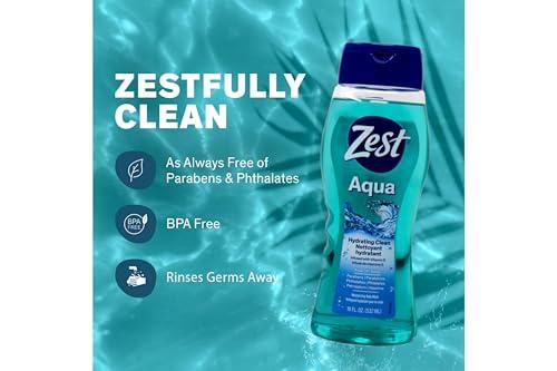 Zest Zest Body Wash Aqua with Vitamin-E Hydrating 18 Ounce (Pack of 3)
