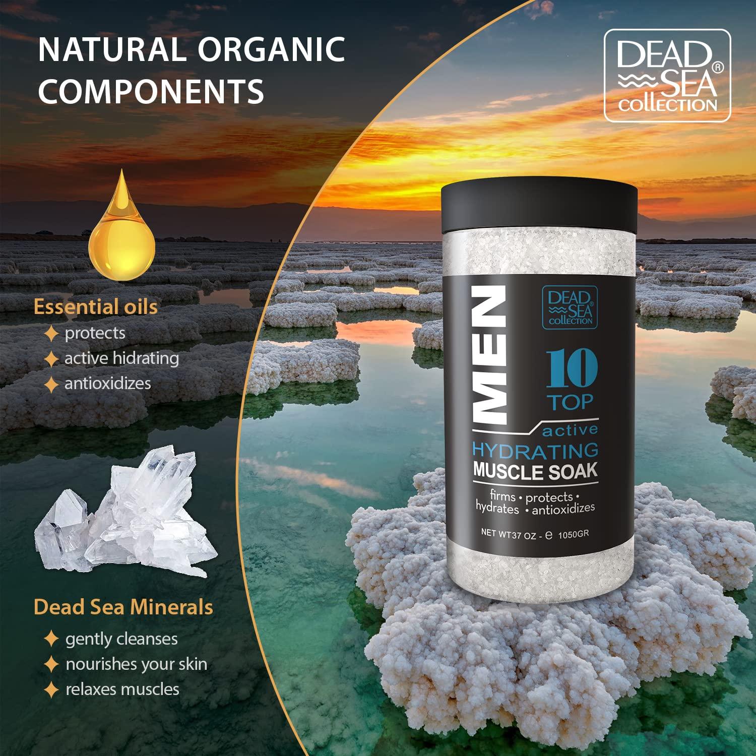 Dead Sea Collection Dead Sea Collection Bath Salts for Men - Muscle Recovery Bath Soak - TOP 10 Active Mens Pure Sea Salt for Soothing and Relaxing - 37 oz