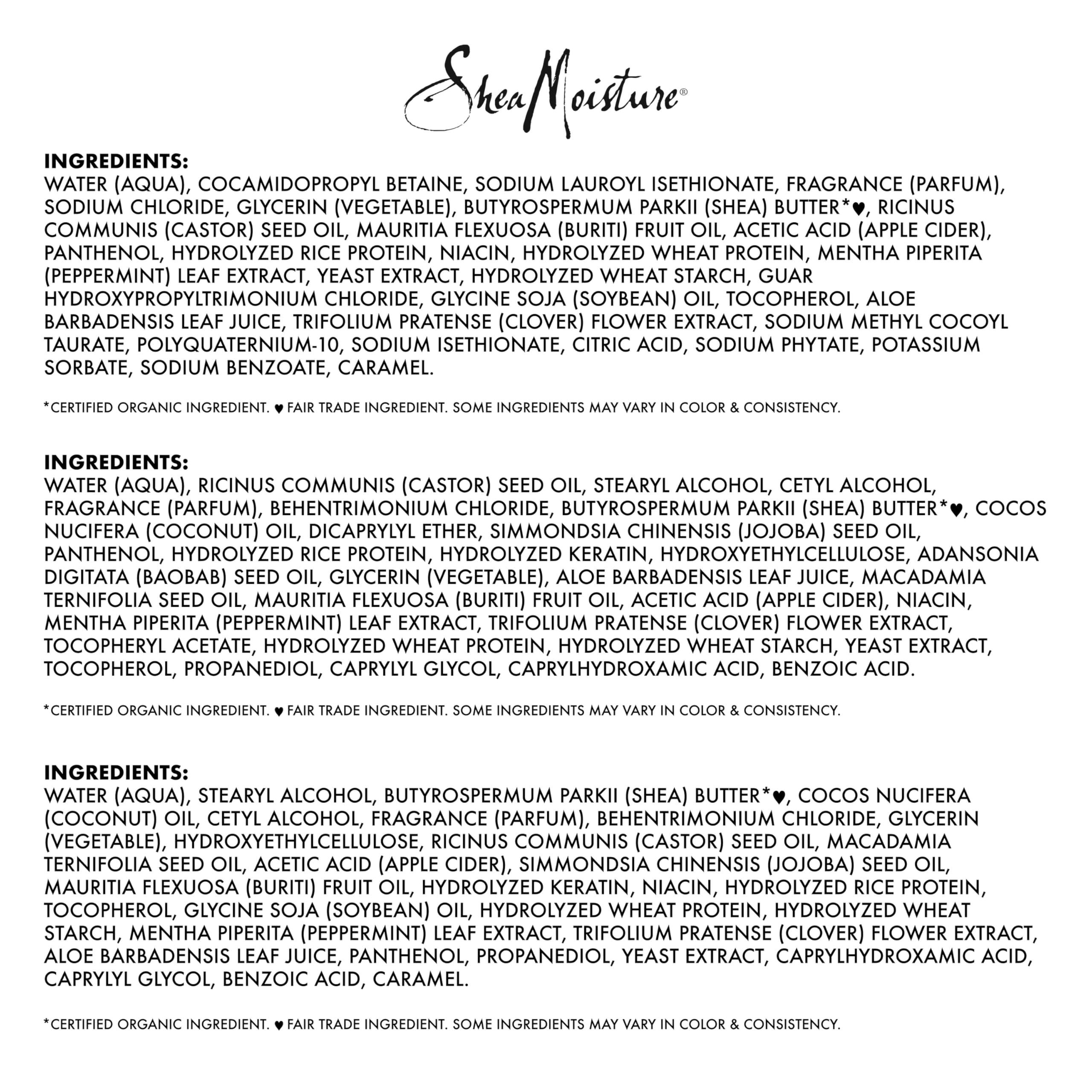 SheaMoisture SheaMoisture Strengthen & Restore Shampoo, Conditioner & Leave-In Bundle Jamaican Black Castor Oil 3 Pack to Cleanse & Nourish Dry, Damaged Hair