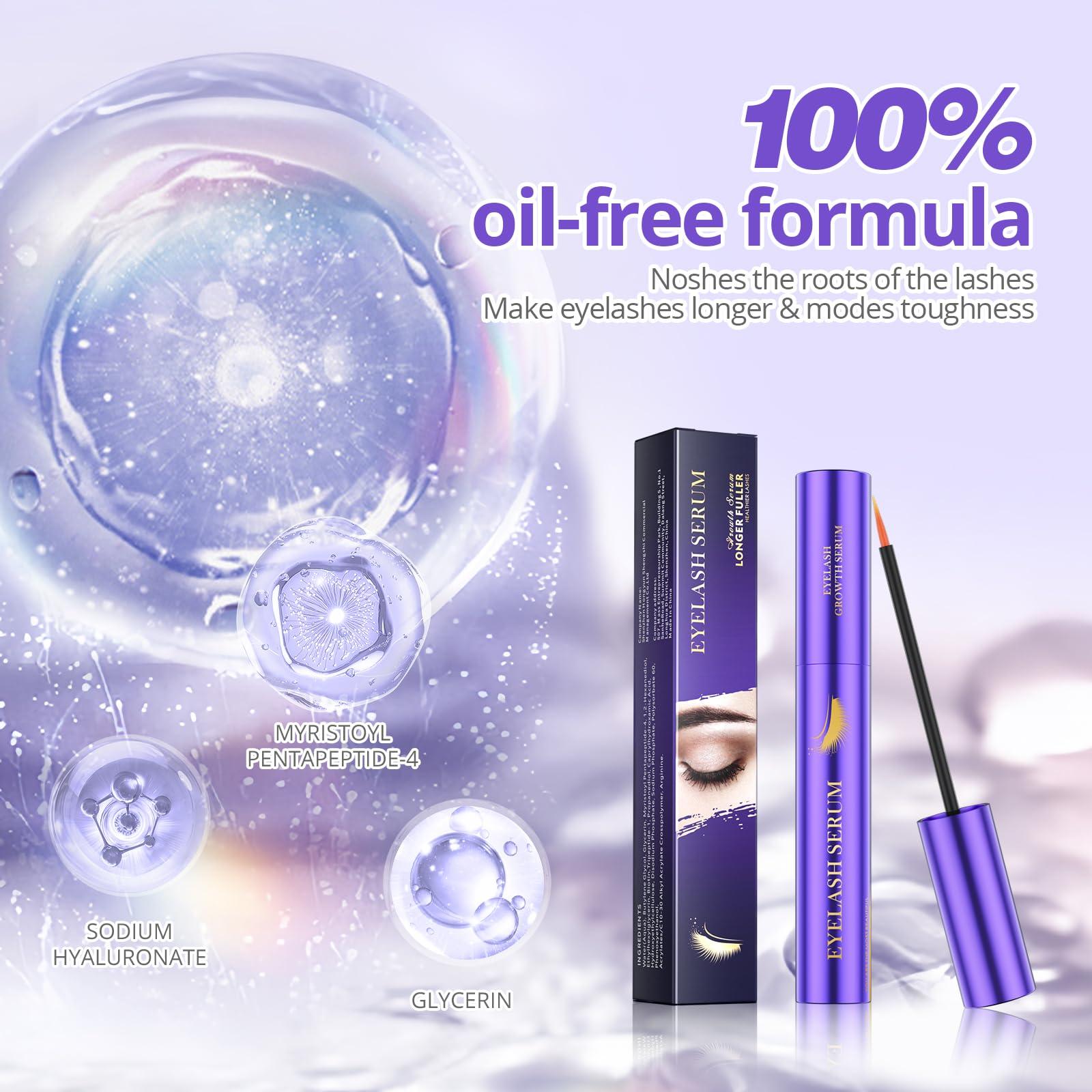 SIIEEC Lash Serum - 8ml Rapid Eyelash Growth Serum, Lash Serum for Eyelash Growth Thickness, Stronger, Healthier Lashes & Brows, Vegan & Cruelty-Free