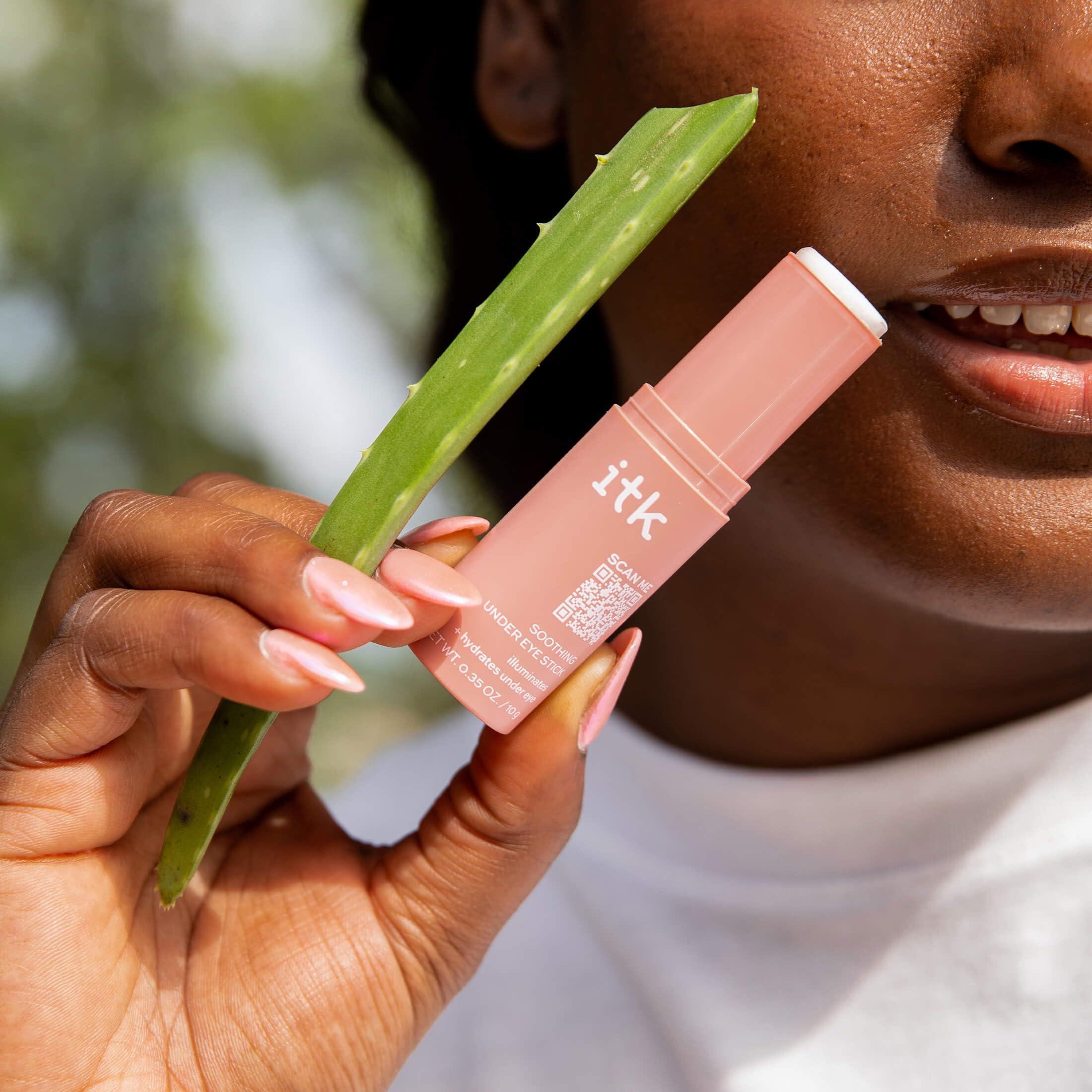 ITK ITK Skincare Caffeine + Aloe Vera Under Eye Stick Balm - Moisturizer for Fine Lines and Wrinkles - Under Eye Treatment Soothes Redness and Hydrates, Brightens, and Soothes Puffy Eyes - 0.5 oz. Stick