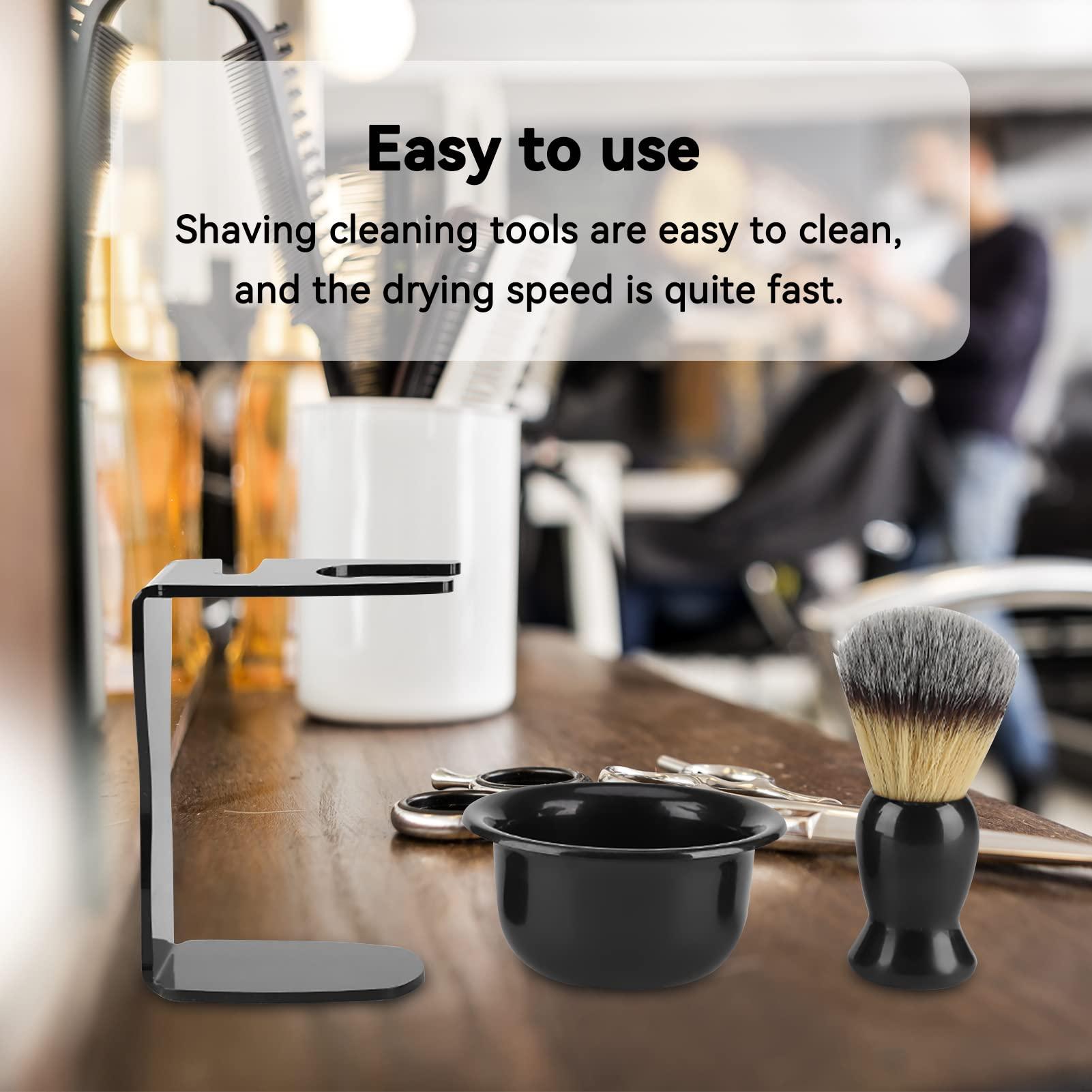 HERCHR Shaving Kit for Men, Shaving Brush and Bowl Mens Shaving Kit 3 in 1 Mens Shaving Brush Set Shaving Accessories Men Safety Shaving Stand Shave Brush Shaving Bowl Portable Shave Brush Kit