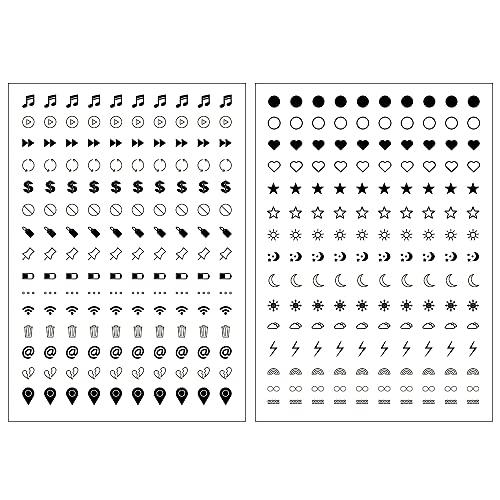 EVERJOY Everjoy Realistic Tiny Mini Fake Temporary Finger Tattoo Stickers - Simple, Small Black Icon Design Tattoos