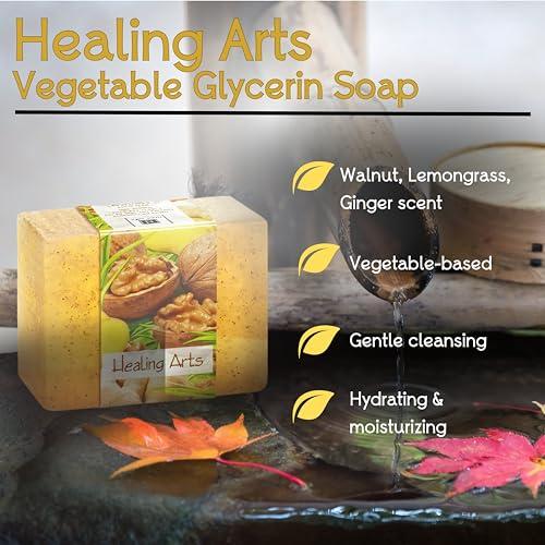 Nabila K Glycerin Bar Soap Healing Arts Scent - Natural, Vegan-Friendly, Hypoallergenic - Moisturizing and Hydrating with 100% Vegetable Glycerin - Sulfate-Free, Paraben-Free, Chemical-Free - 4.5 oz