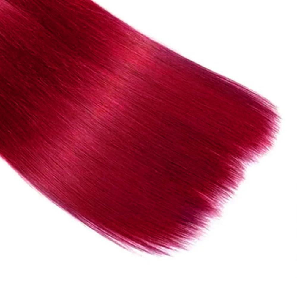 ZevPiul 26 28 30 Inch Red Straight Bundles Wine Red Bundles Human Hair Weave Brazilian Virgin Remy Human Hair Extensions Red Straight Human Hair Bundles for Black Women