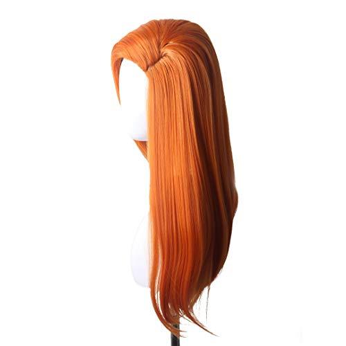 QACCF QACCF Long Straight Side Part Ginger Orange Kim Possible Copslay Wig