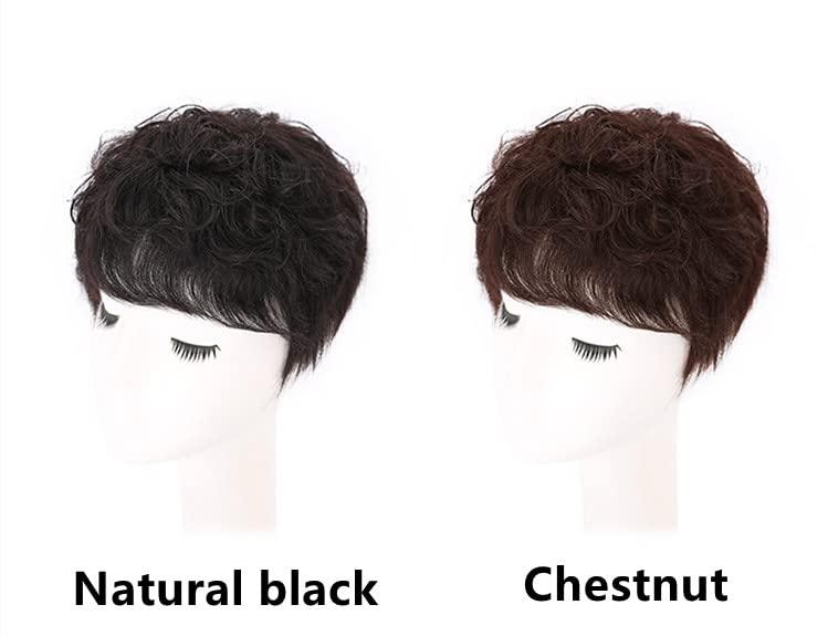 BESTOPPER BESTOPPER Curly Hair Topper 100% Real Human Hair Topper Clip In/On Hair Pieces For Women Thinning Hair And Hair Loss (Curly-Dark brown)