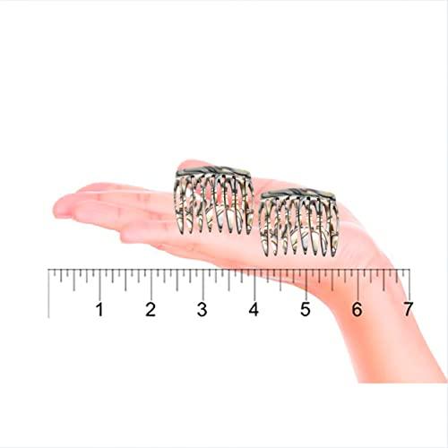 Camila Camila Paris Onyx and Tokyo French Hair Side Comb 4 Piece Handmade Small, French Twist Decorative Hair Combs, Strong Hold Hair Comb Clips for Women, Styling Girls Hair Accessories, Made in France