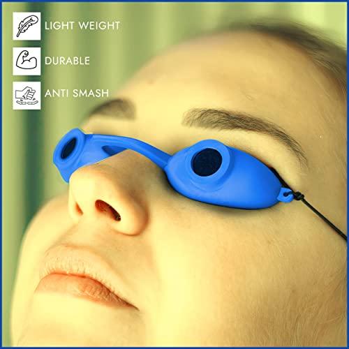 Super Sunnies Flex Flexible UV Eye Protection, FDA Compliant Individual Tanning Bed Goggles Eyeshields, With a Clear Case/Box (Blue) image-6