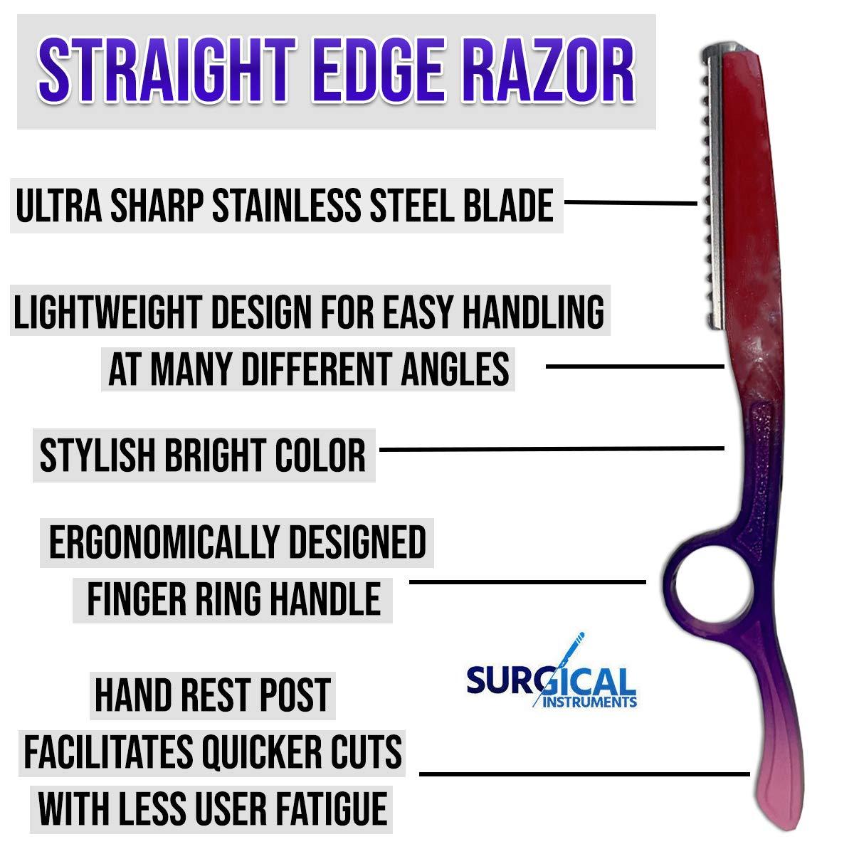 SURGICAL ONLINE Professional Straight Edge Barber Razor Haircutting, Styling, Premium Stainless Steel Blades For Shaping, Texture, Layering, Blending