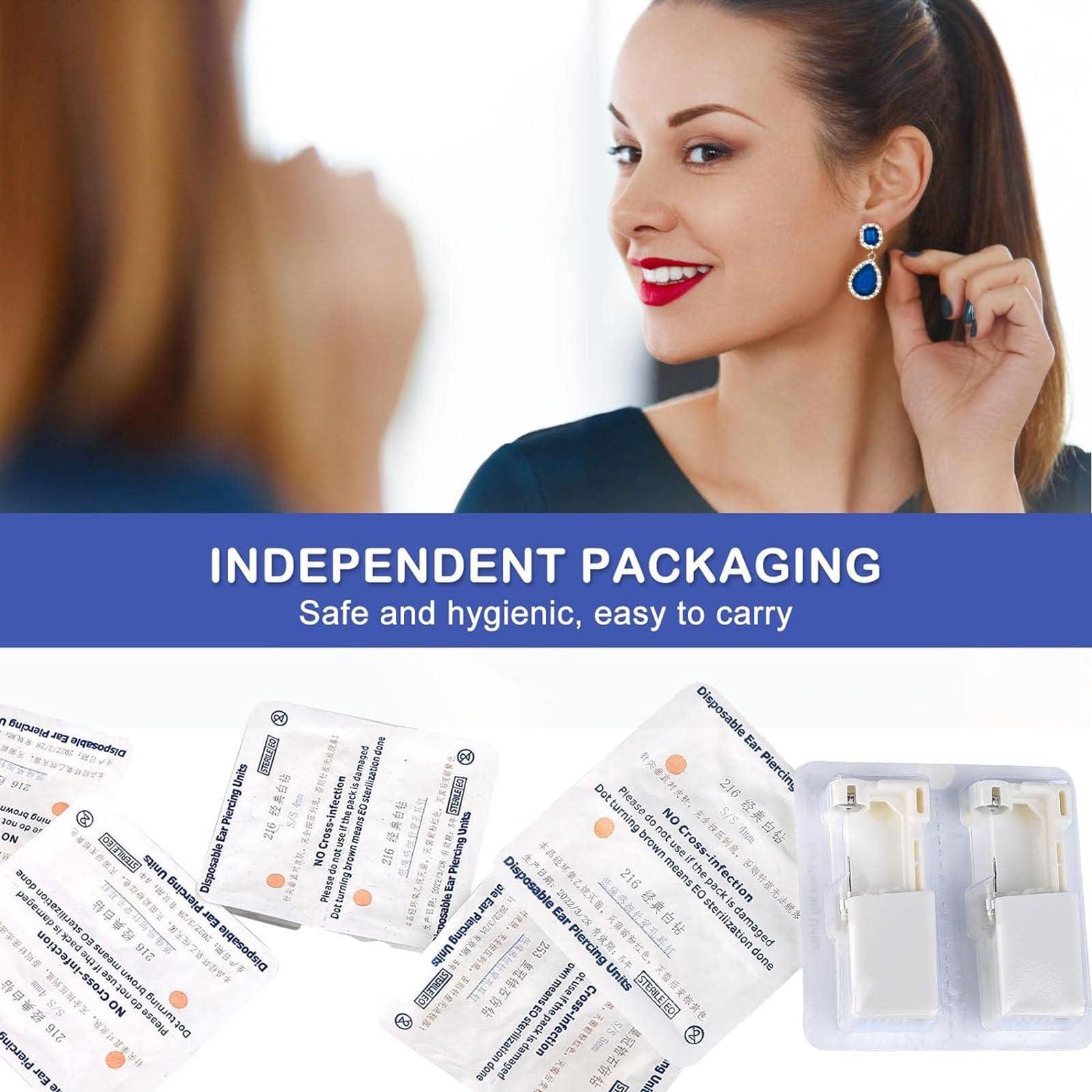 Lyuxzad Ear Piercing Gun Kit - Lyuxzad 6Pcs Disposable Ear Piercing Kit Including 2Pcs Self Ear Piercing Gun with 2Pcs Built-in Earrings Stud and 2Pcs Clean Tools for Ear Cartilage Piercing Kit (225)