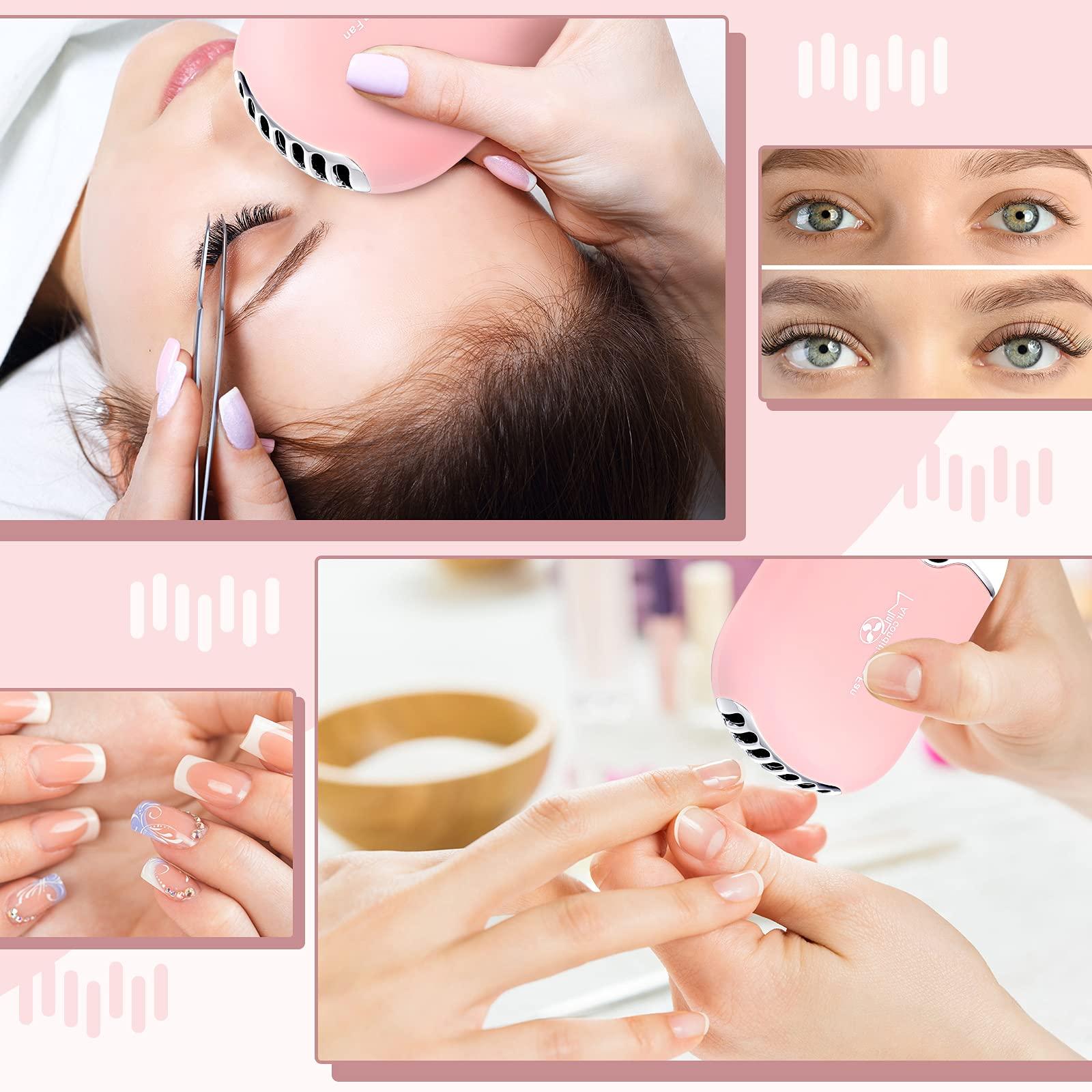 Honoson Eyelash Fan USB Portable Lash Dryer Nano Facial Mister Face Mister Portable Facial Steamer with 20ml Water Tank Rechargeable Handheld Mini Fan Lash Dryer Eyelash Extension(Pink)