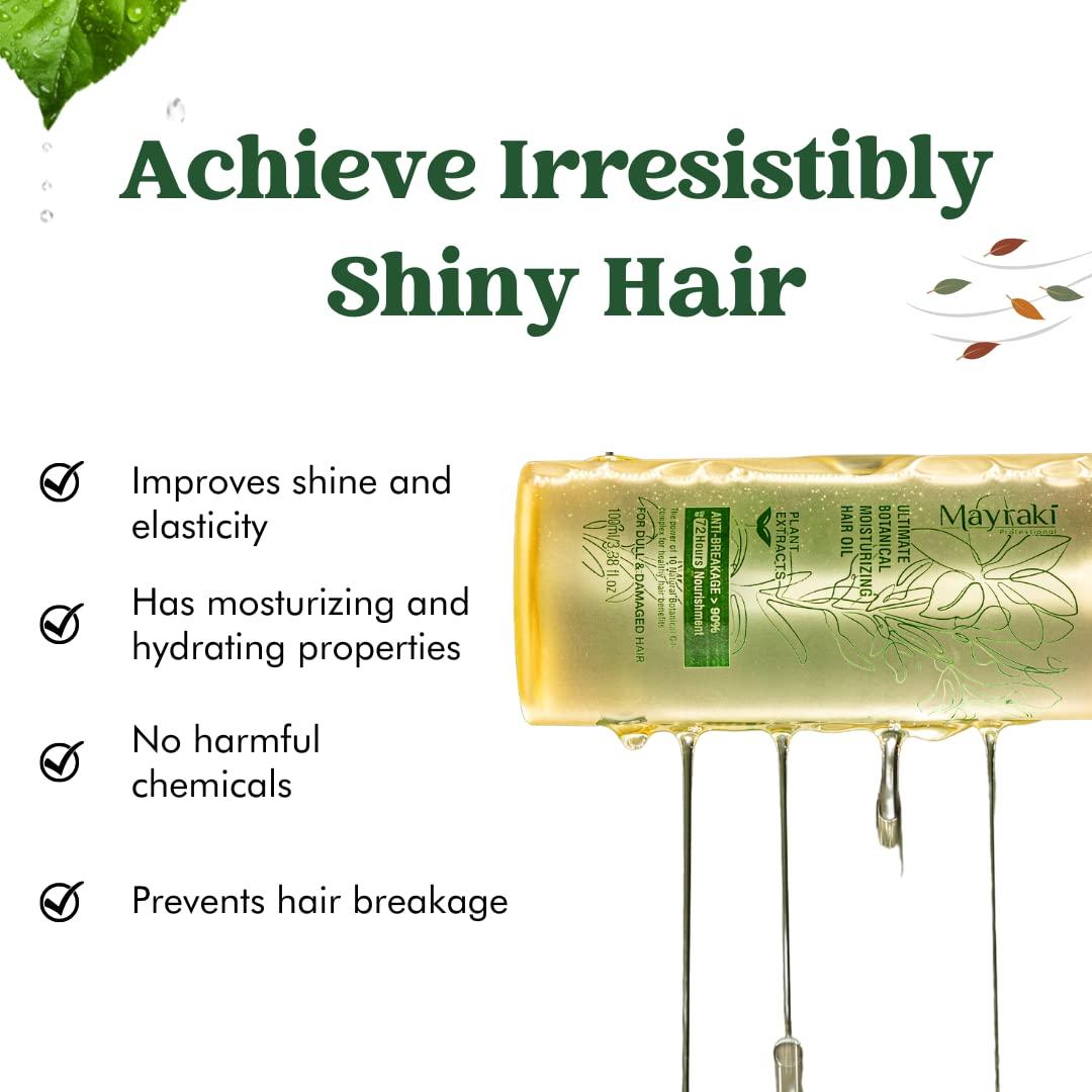 Mayraki Professional Mayraki Hair Growth Oil | Ultimate Moisturizing Hair Oil Treatment | Revitalizing Lightweight Hair Oil for Curly Frizzy Hair | Repair Damaged Hair and Dry Scalp | 100ml | 3.38 fl. oz.