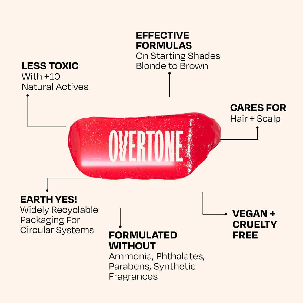 oVertone Overtone Color Depositing Semi-Permanent Hair Dye Conditioner - 8 oz For Natural & Color-Treated Hair, Moisturizing Shea Butter & Coconut Oil - Vegan & Cruelty-Free, Pink for Brown is now Raspberry